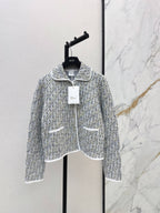 Jacquard Collared Knit Short Jacket