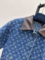 Allover Jacquard Rib Hem Denim Jacket