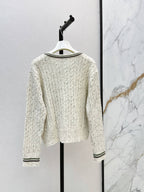 Speckled Cable Knit Crew Neck Cardigan