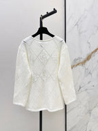 Openwork Diamond Sequin Knit Top