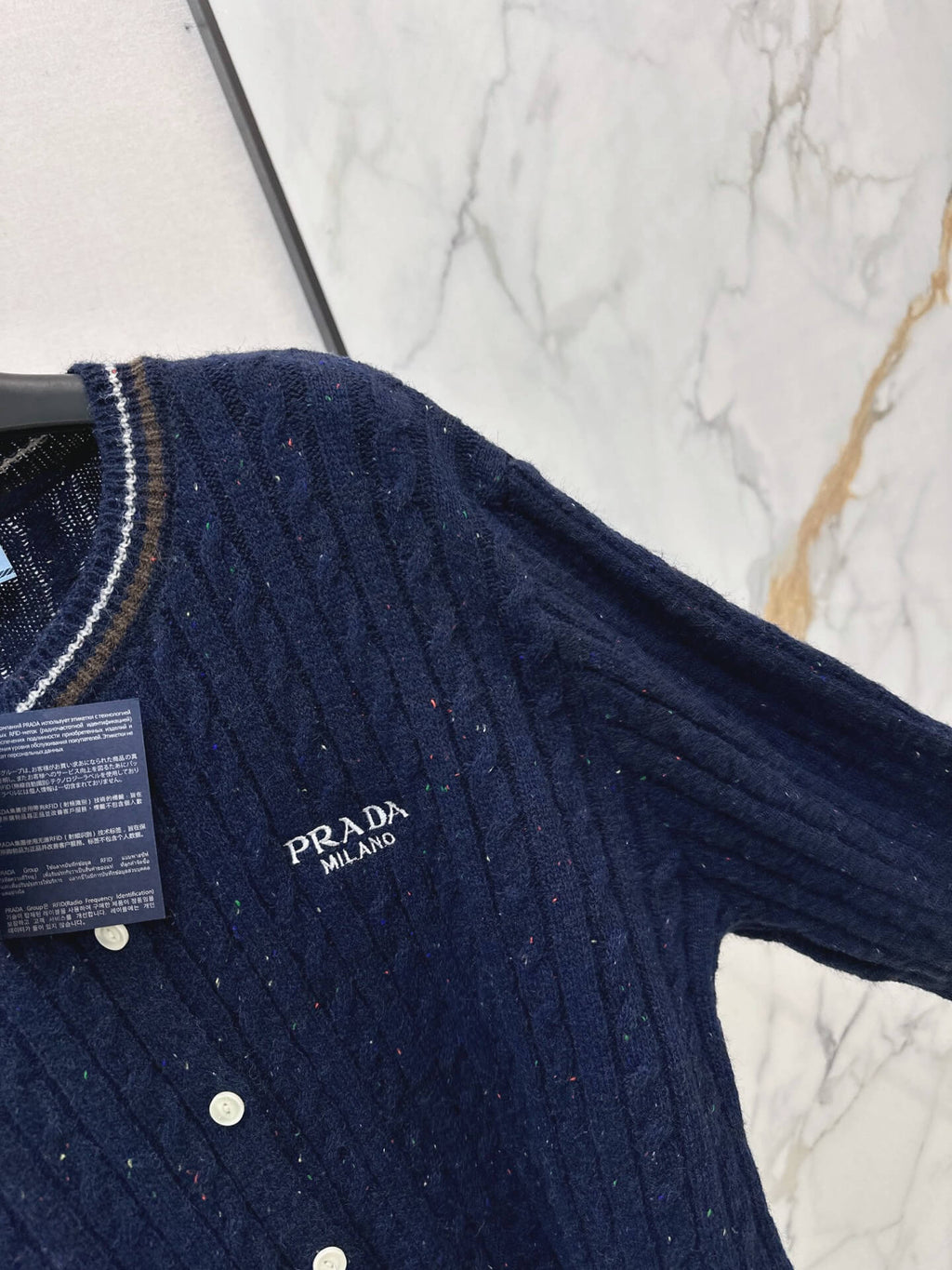 Speckled Cable Knit Crew Cardigan
