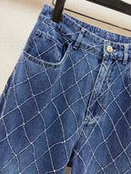 Diamond Stitch Wide Leg Jeans