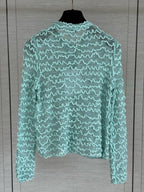 Wavy Textured Mesh Knit Cardigan