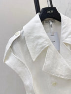 Belted Linen Trench Sleeveless Vest