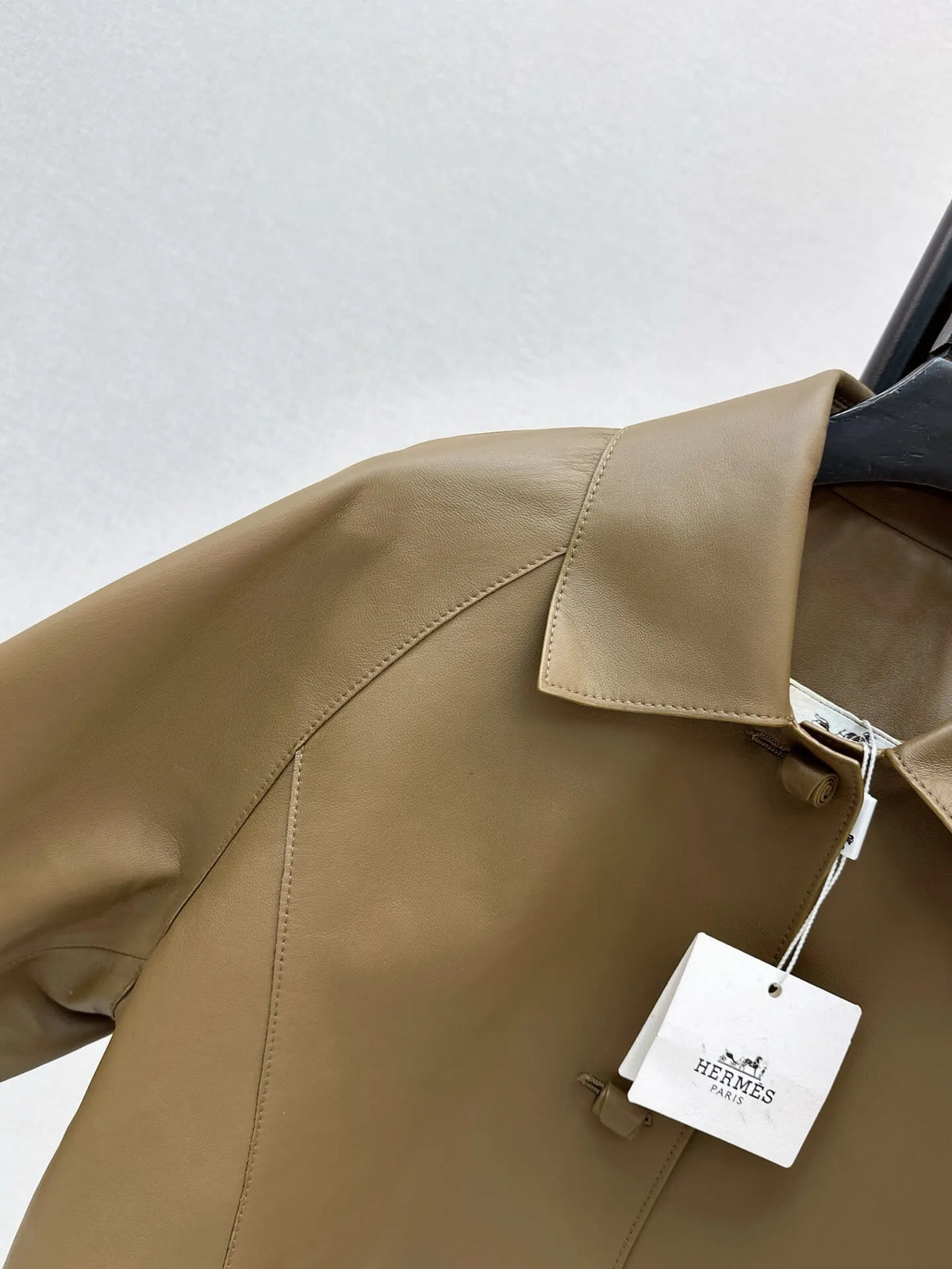 Brown Cropped Leather Jacket Skirt Set