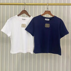 Minimalist Gold Thread Letter Embroidery T-Shirt