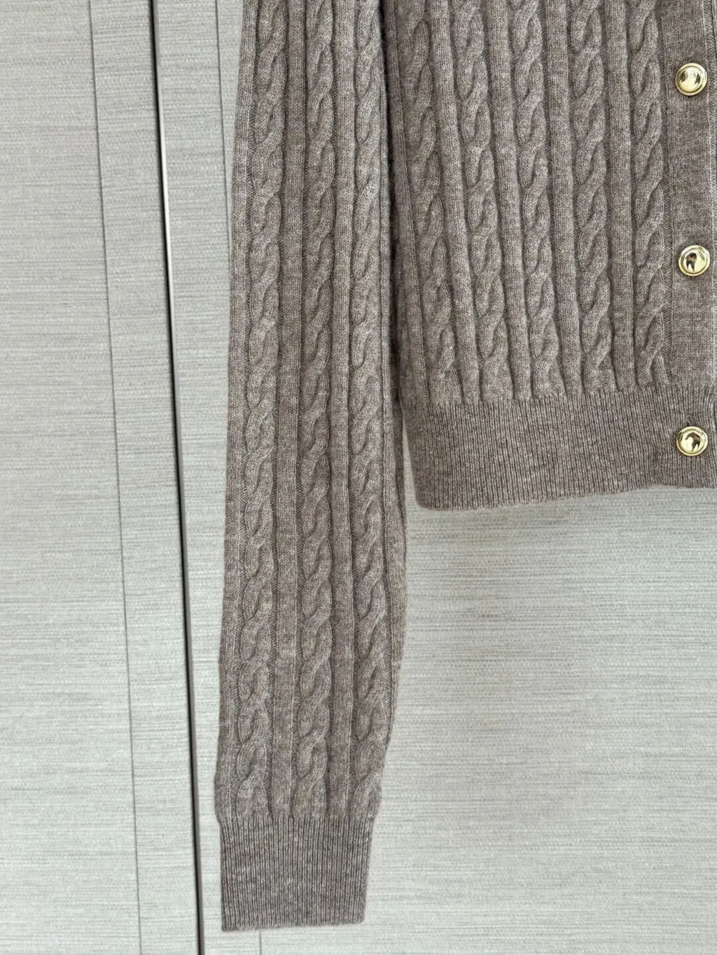 Cable Knit Denim Collar Cardigan