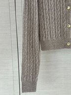 Cable Knit Denim Collar Cardigan