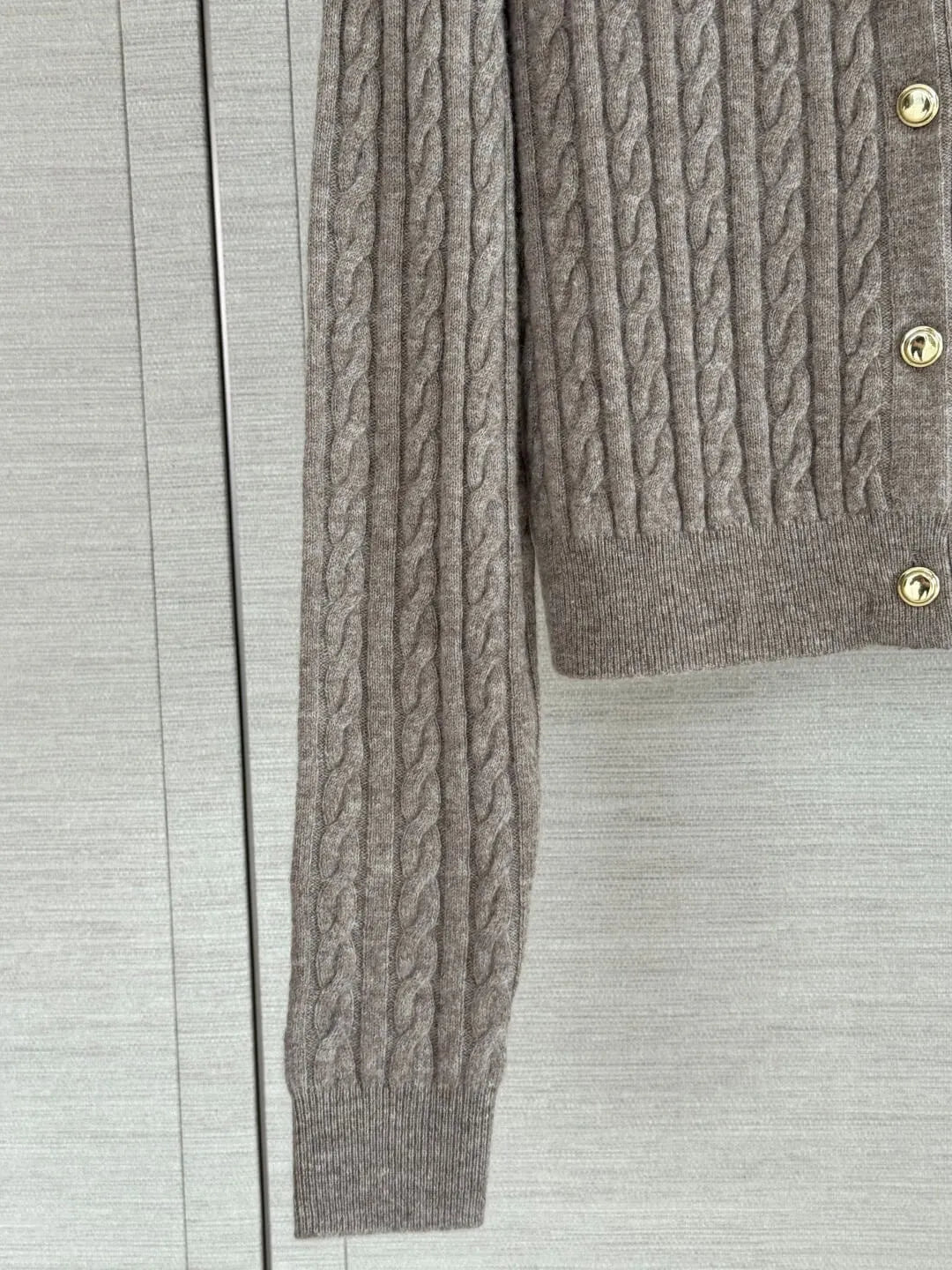 Cable Knit Denim Collar Cardigan