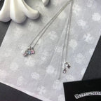 Cross Pearl & Colored Diamond Necklace