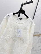Openwork Diamond Sequin Knit Top