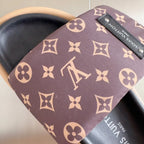 Classic Hook-and-Loop All-Over Print Brown Sandals