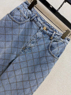 Rhombus Pattern Denim Pants