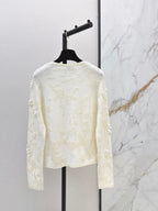 Neck 3D Sequin Knit Cardigan
