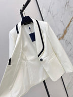 Trim Shawl Collar Fitted Suit Jacket