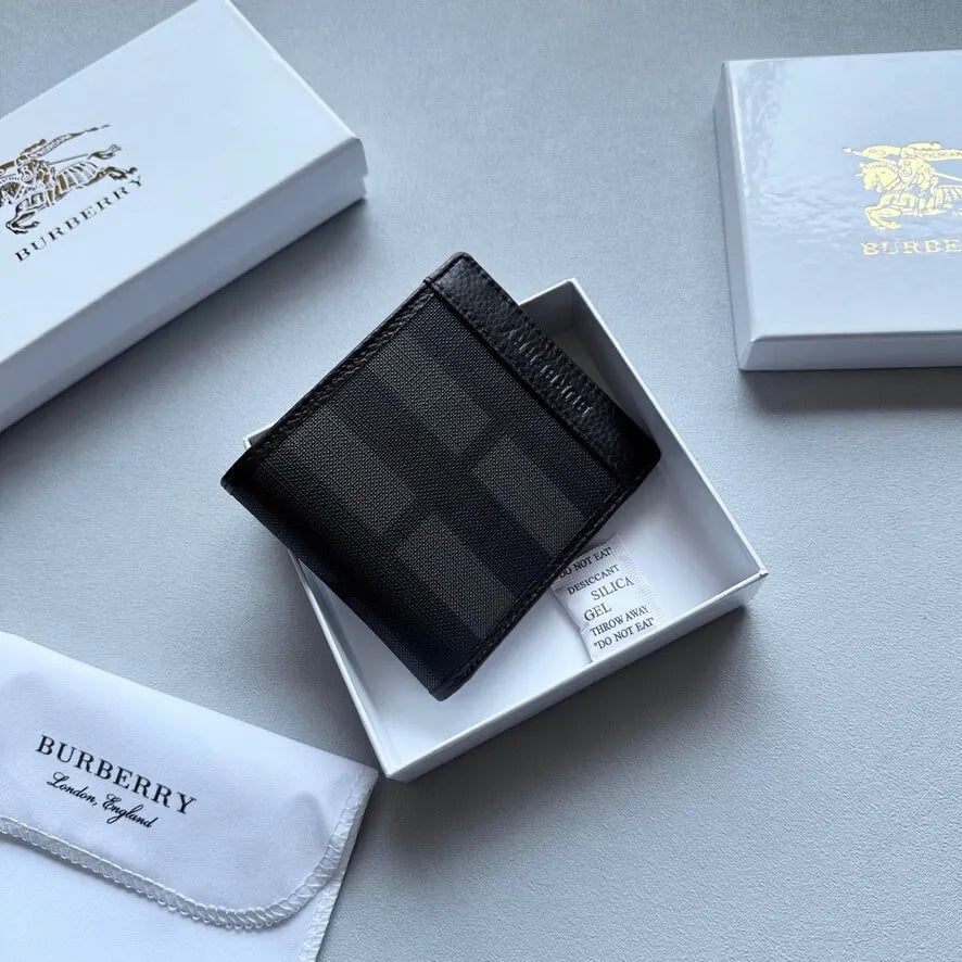 Checkered Leather-Trimmed Wallet