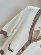 Dual Pocket Contrast Knit Cardigan