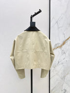 Khaki Leather Collar Biker Crop Top