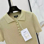 Elegant Metallic Yarn Short Sleeve