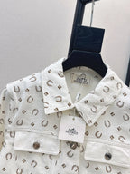 Button Front Printed Crop Jacket