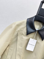 Khaki Leather Collar Biker Crop Top