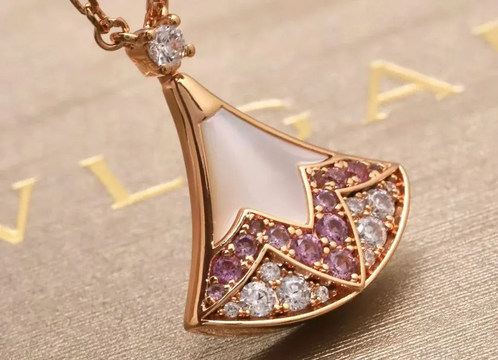 Colored Diamond Inlay Mother-of-Pearl Necklace