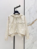 Checkered Hooded Jacket Wide Leg Pants Set