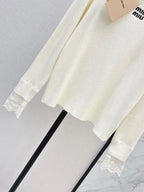 Lace Spliced Ribbed Long Sleeve