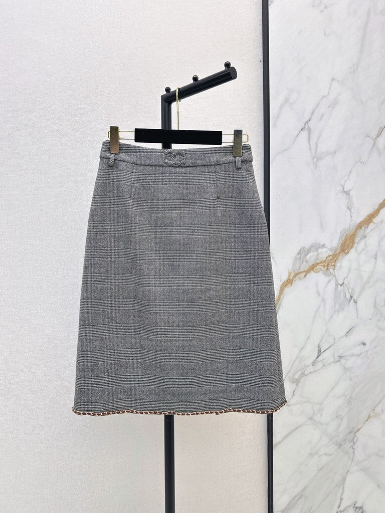 Plaid Cropped Blazer Skirt Set