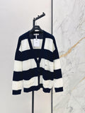 Wide Stripe V-neck Knit Cardigan