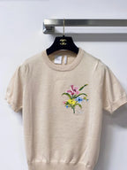 Floral Embroidered Knit Short Sleeve