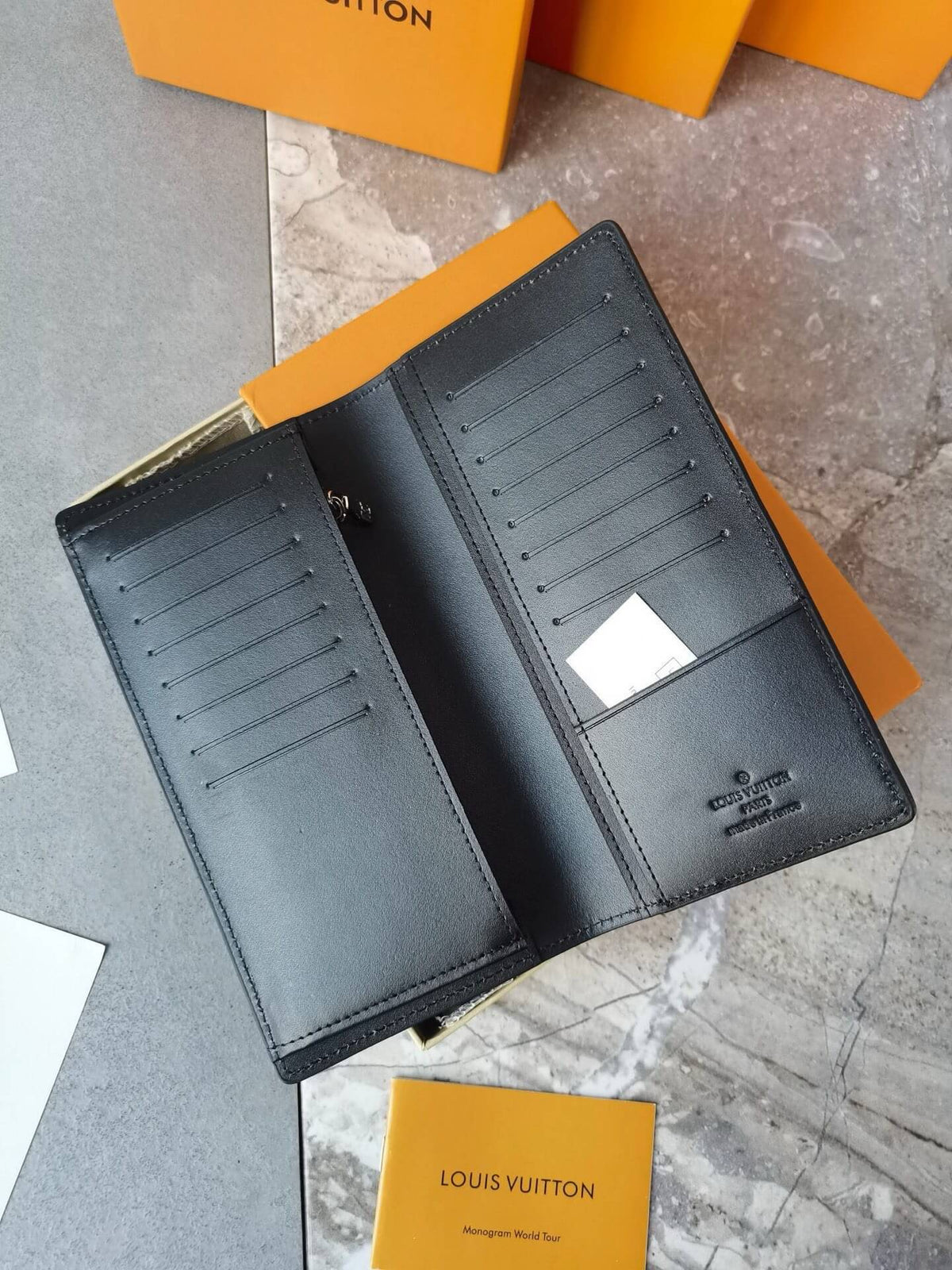 Black Embossed Long Wallet