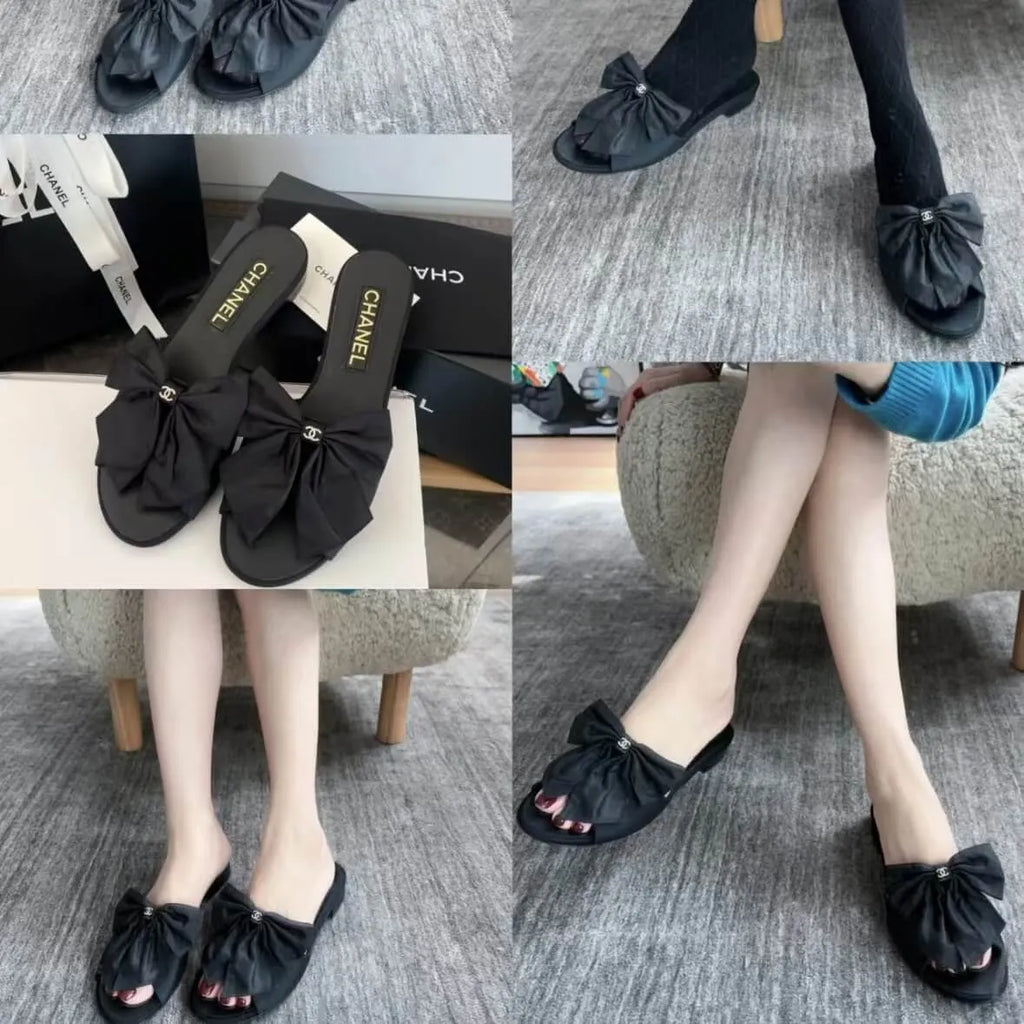 Bow-Accented Block Heel  Sandals