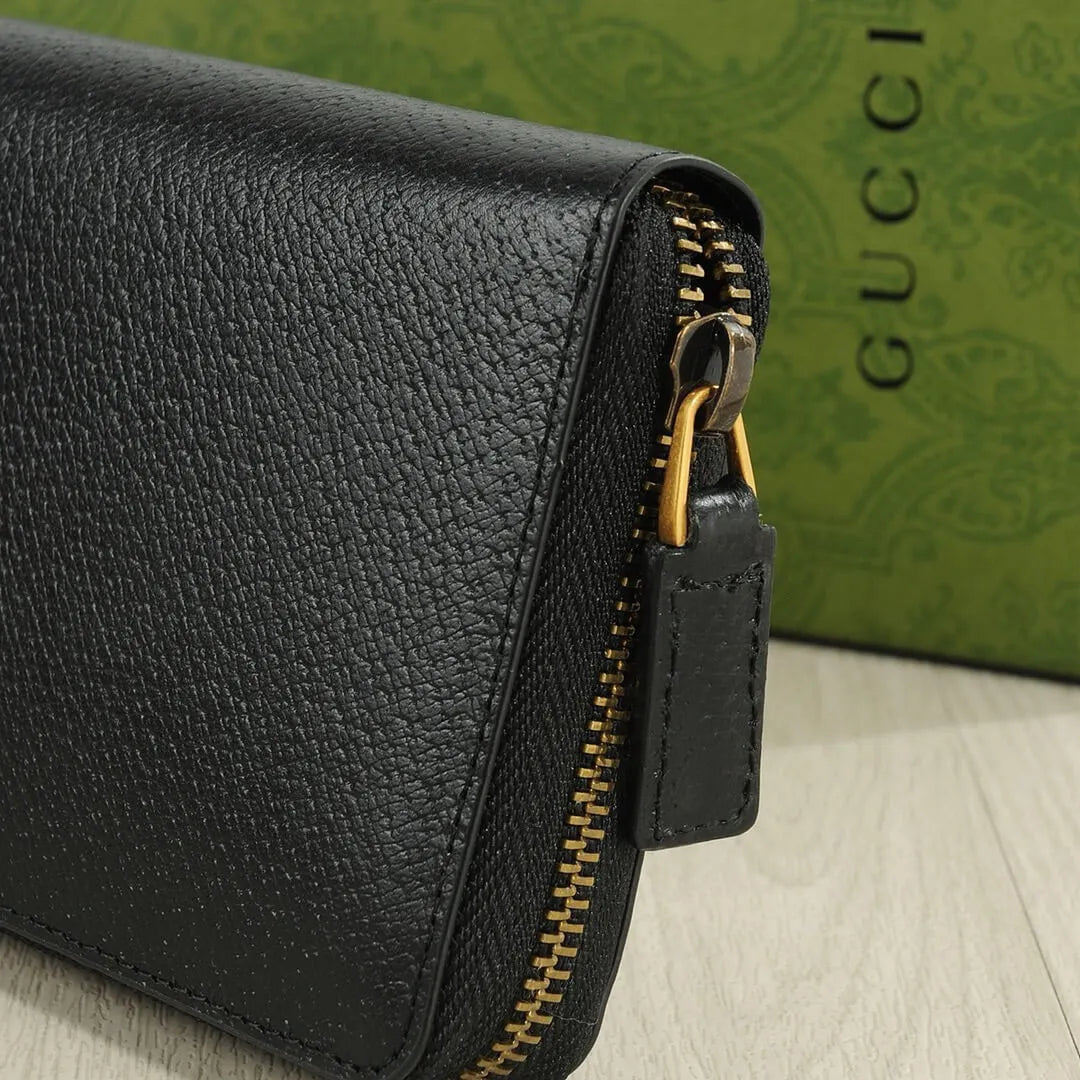 Obsidian Grained Zip Long Wallet
