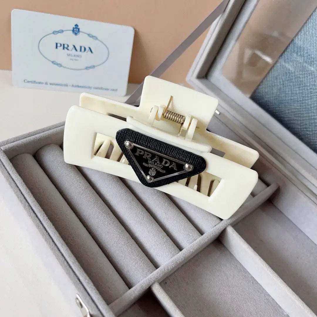 Cream White Square Hair Claw Clip