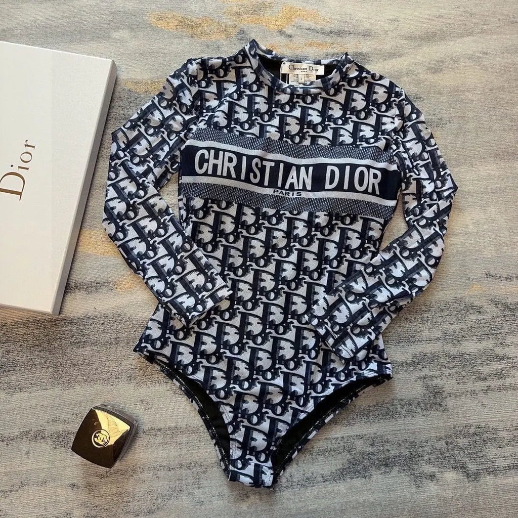 Long Sleeve Printed One-Piece Swimsuit