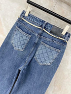 Chain Belt Decor High Waist Wide Leg Jeans