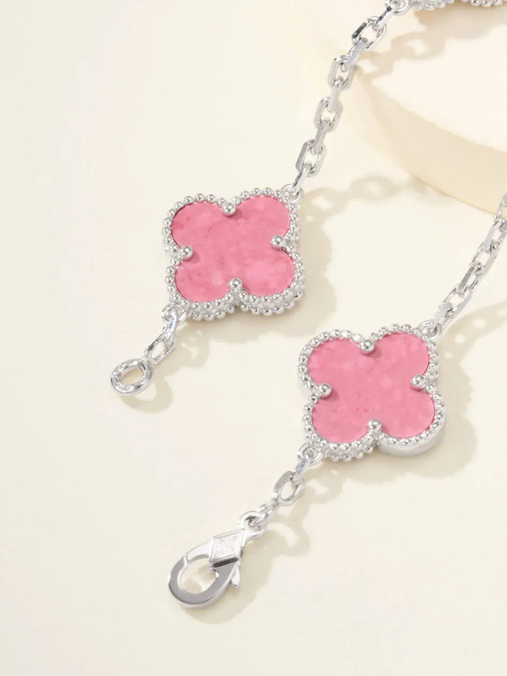Trendy Pink Floral Link Bracelet