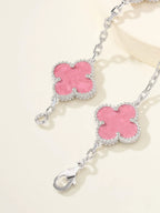 Trendy Pink Floral Link Bracelet