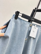 Commute Elegant Denim Jacket Skirt Set
