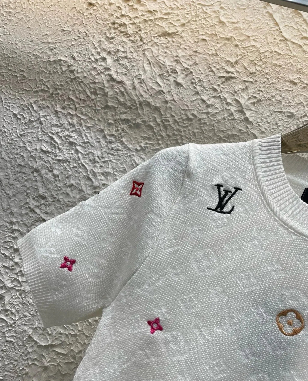 Classic Embroidered Lettering Knitted Top