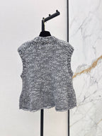 Sequin Chunky Knit Ruffle Vest