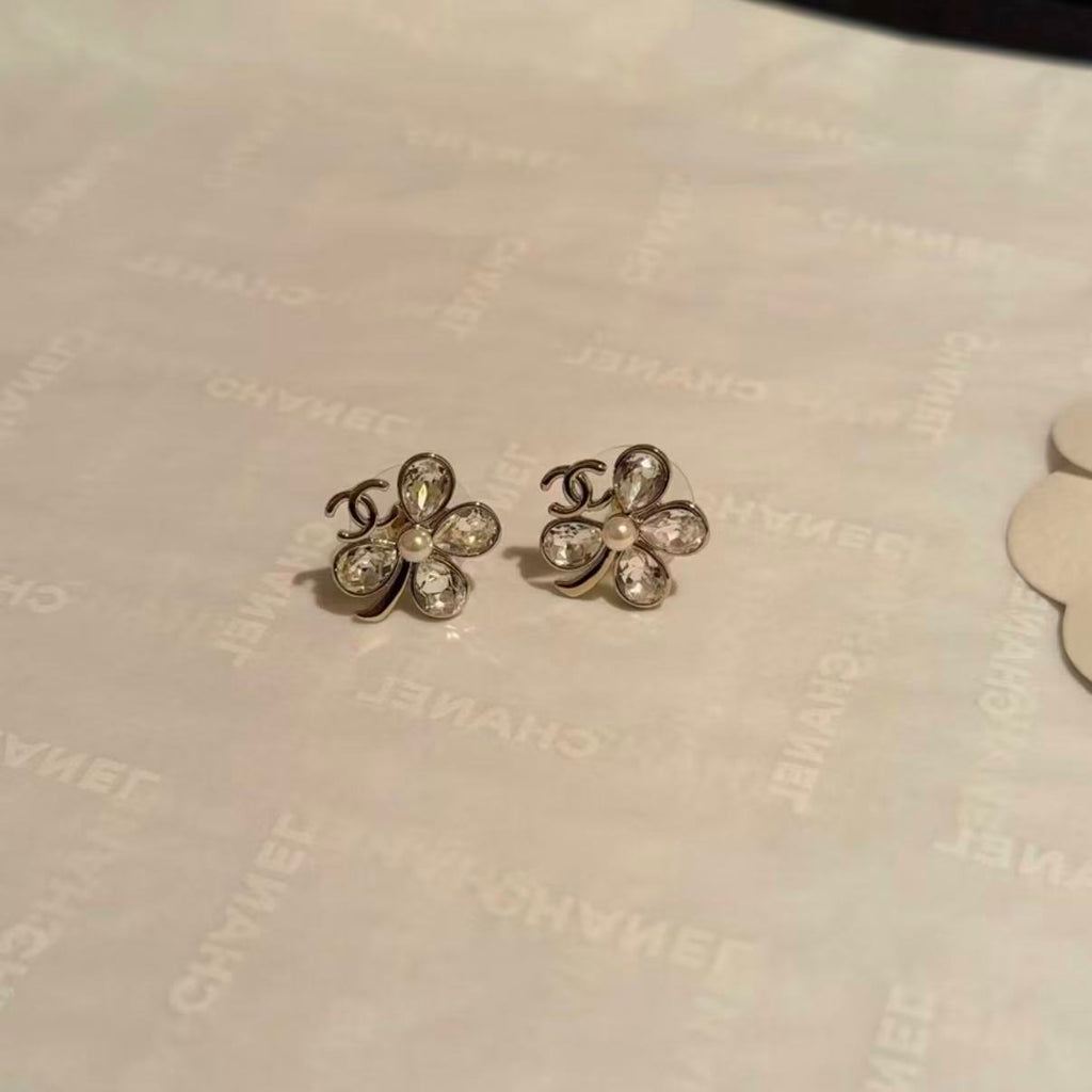 Crystal Four-Leaf Clover Stud Earrings