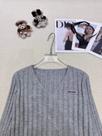 Label Detail Gray Sweater