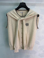 Tie Shawl Scallop Edge Knit Vest