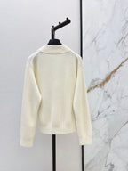 V-neck Ribbed Logo Knit Sweater