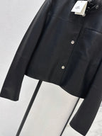 Loose Fit Button Leather Coat