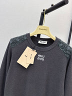 Lace Spliced Ribbed Long Sleeve
