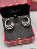 Triple-Pavé Hoop Studs