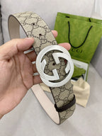 Retro Double G All-Over Print Leather Belt